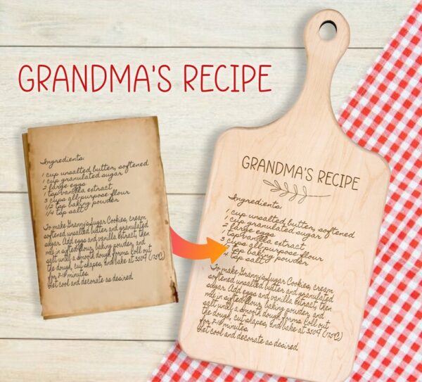 Grandma's Handwritten Recipe Engraved on Cutting Board
