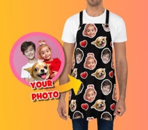 Personalized Father's Day Apron: Custom Dad Apron with Kids & Dog Faces