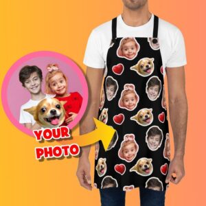 Personalized Father's Day Apron: Custom Dad Apron with Kids & Dog Faces