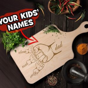 Personalized Father's Day Gift: Custom Fists Bump Cutting Board for Dad, Grandpa, Papa
