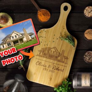 Personalized House Photo Cutting Board: Custom Engraved Housewarming Gift