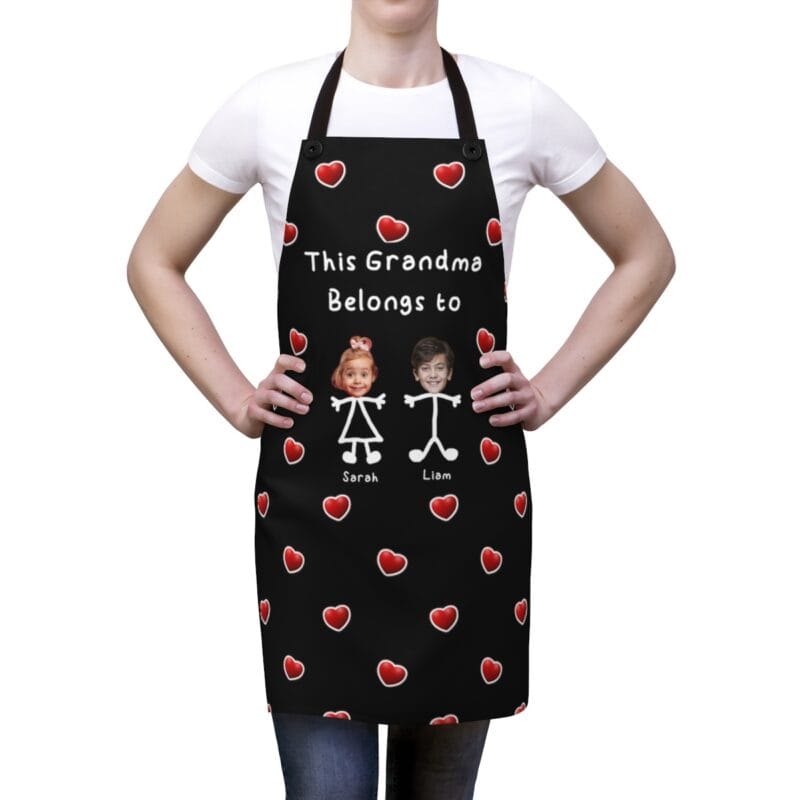 Custom Grandma Apron with Grandkids’ Photos and Names