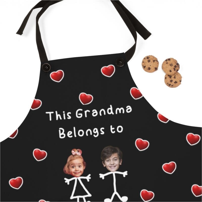 Custom Grandma Apron with Grandkids’ Photos and Names