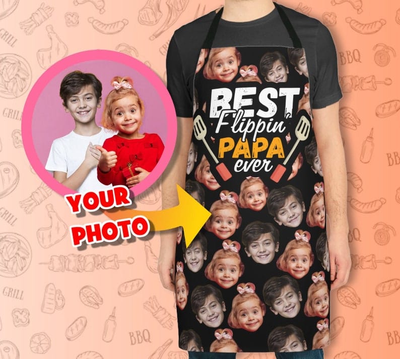 Custom Papa Apron with Kids Photos: Personalized Father's Day Gift Idea