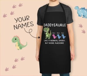 Daddysaurus Apron: Personalized T-Rex Dad Gift