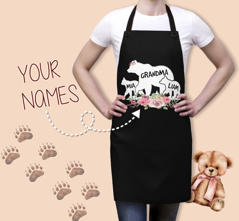 Personalized Grandma Bear Apron: Custom Gift for Mother's Day