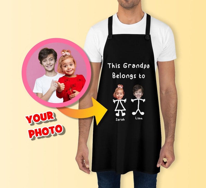 Personalized Grandpa's Apron - Father's Day Gift for Grandfathers from Grandkids