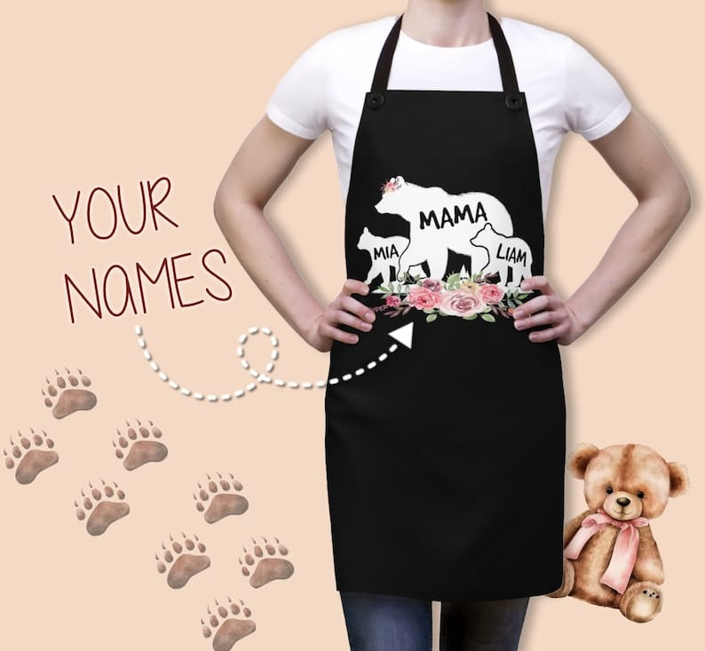 Personalized Mama Bear Apron: Custom Gift for Mother's Day