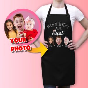 Custom Aunt Photo Apron - Aunt's Birthday Gift from Nephew and Niece - Personalized Aunt's Day Idea - Put Nephew and Niece Faces on Apron