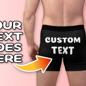 Custom Text Personalized Boxer Briefs - Mens Underwear with Customized Text - Black Underwear with Custom Writing - Put Text on Boxer Briefs