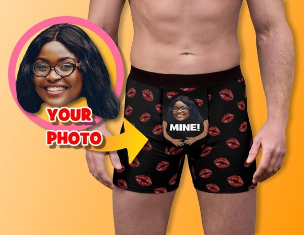 Personalised Valentine’s Day Gift: Funny Men’s Underwear with Face and Hands, Custom Boxers, Face Boxer Briefs, Gag Gift for Boyfriend or Husband