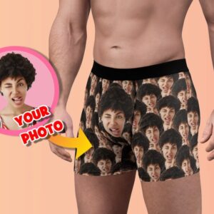 Personalized All Over Face Boxer Briefs - Custom Picture Underwear for Boyfriend - Face Photo Undies - Men's Underwear with Your Photo on Them