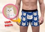 Personalized Cat Dad Boxer Briefs: Custom Cat Face Photo Men's Underwear, Gift for Cat Owners, Funny Undies for Cat Daddy, Cat Lover