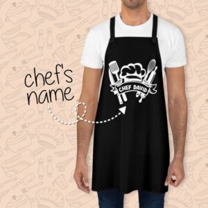 Personalized Chef's Name Apron: Custom Cooking Apron with Name - Chef Gift Idea, Customizable Kitchen Apron for Cooks