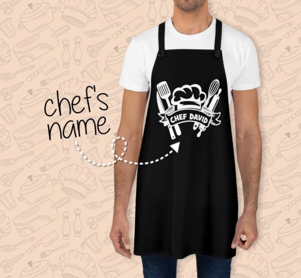 Personalized Chef's Name Apron: Custom Cooking Apron with Name - Chef Gift Idea, Customizable Kitchen Apron for Cooks