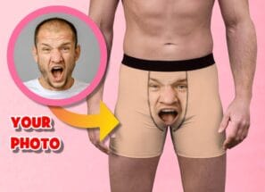 Custom Big Face Photo Boxer Briefs - Funny Groom Gift