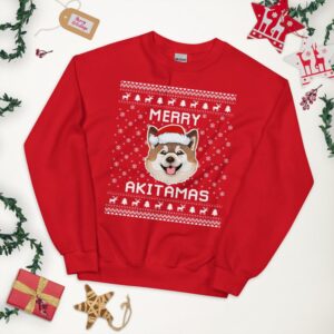 American Akita Ugly Christmas Sweater, American Akita Xmas Sweatshirt, Akita Christmas Gift, Merry Akitamas, American Akita Holiday Gift