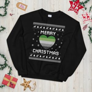 Aromantic Ugly Christmas Sweater, ARO Ugly Xmas Sweatshirt, Aromantics Christmas Gift, Aromanticism Heart Pride Jumper Holiday Gifts
