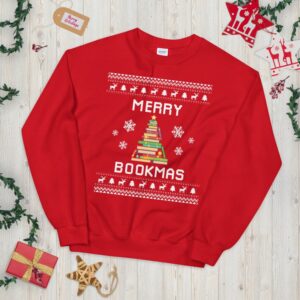 Book Lover Ugly Christmas Sweater, Books Xmas Sweatshirt, Book Christmas Gift, Merry Bookmas, Librarian Jumper Holiday Gift, Bookworm