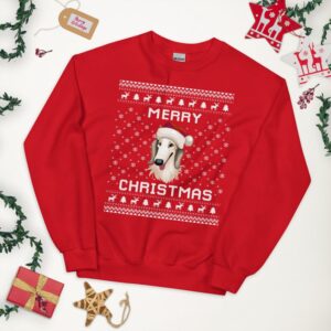 Borzoi Christmas Sweater, Borzoi Ugly Xmas Sweatshirt, Christmas Gift, Merry Borzoimas, Russian Borzoi Dog Jumper Holiday Gift