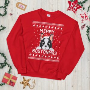 Boston Terrier Christmas Sweater, Boston Dog Ugly Xmas Sweatshirt, Bostie Christmas Gift, Merry Bostonmas, American Gentleman Owner Jumper