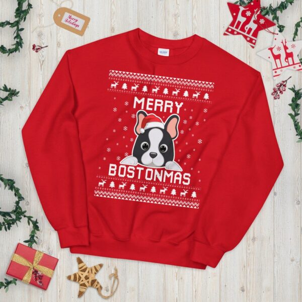 Boston Terrier Christmas Sweater, Boston Dog Ugly Xmas Sweatshirt, Bostie Christmas Gift, Merry Bostonmas, American Gentleman Owner Jumper