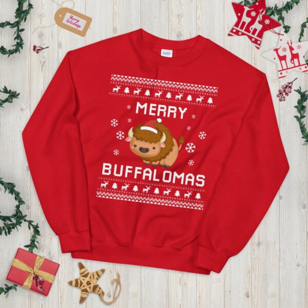 Buffalo Lover Ugly Christmas Sweater | Bison Xmas Sweatshirt | American Buffalo Christmas Gift | Merry Buffalomas | Wyoming Jumper Holiday