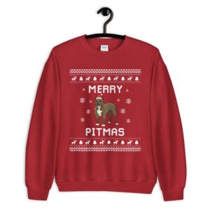 Pit Bull Terrier Christmas Sweater - The Perfect Pit Bull Ugly Xmas Sweatshirt for a Merry Pitmas