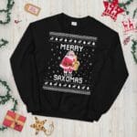 Saxophone Ugly Christmas Sweater, Saxophonist Xmas Sweatshirt, Sax Player Christmas Gift, Merry Saxomas, Holiday Gift for Saxophone Teacher il_794xN.3422476427_gxe7