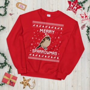 Sparrow Ugly Christmas Sweater, Sparrow Bird Xmas Sweatshirt, Sparrow Lover Christmas Gift, Merry Sparrowmas, Sparrow Jumper Holiday Gift