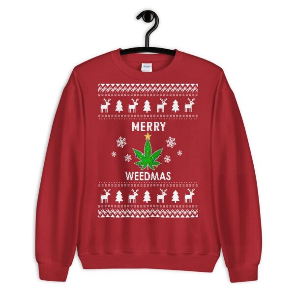 Weed Christmas Sweater, Ganja Ugly Xmas Sweatshirt, Marijuana Christmas Gift, Merry Weedmas, Stoner Weed Humor, Funny Weed Cannabis Gift