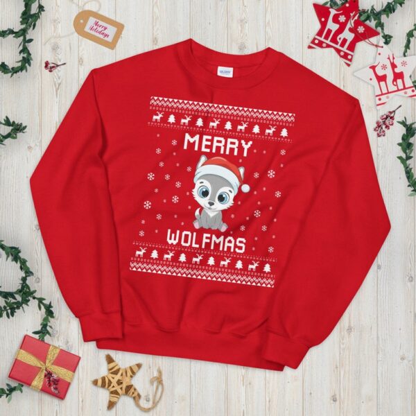 Merry Wolfmas Ugly Christmas Sweater | Wolf Xmas Sweatshirt Gift | Wolves Lover Gift