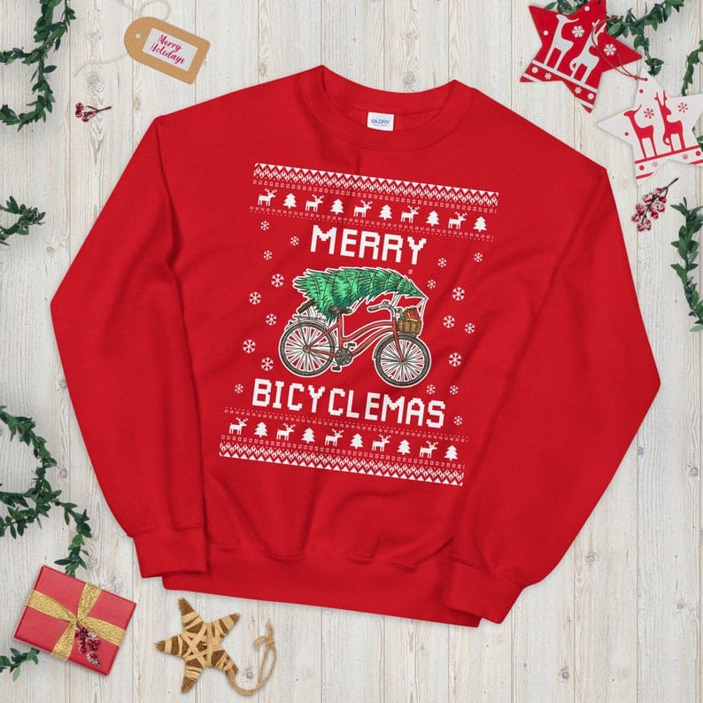 Bicycle Ugly Christmas Sweater - Holidays Gift for Cyclists