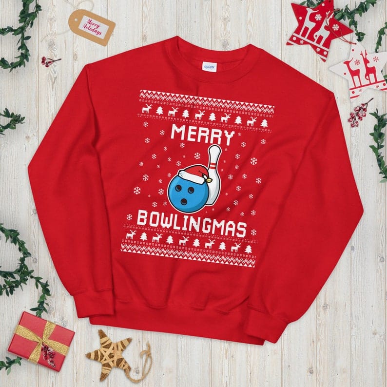 Bowling Ugly Christmas Sweater, Bowling Lover Xmas Sweatshirt, Bowling Coach Christmas Gift, Merry Bowlingmas,Holiday Gift for Bowling Lover Bowling Ugly Christmas Sweater - Holidays Gift for Bowlers