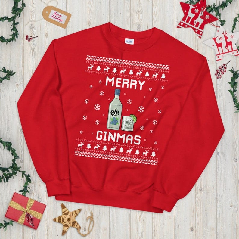 Gin Ugly Christmas Sweater, Gin Lover Xmas Sweatshirt, Gin Christmas Gift, Merry Ginmas, Holiday Gift for Gin Lovers il_794xN.3427320111_fkg5 Gin Ugly Christmas Sweater – Holidays Gift for Gin Lovers