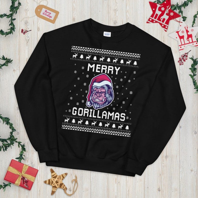 Gorilla Ugly Christmas Sweater - The Ultimate Gorilla Lover Christmas Gift Gorilla Ugly Christmas Sweater – Holidays Gift Idea for Gorilla Lovers