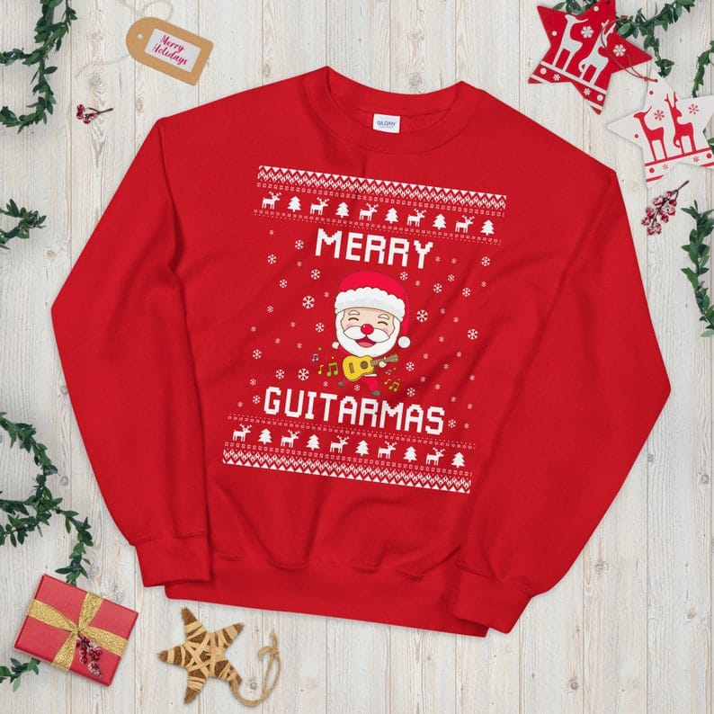 Guitar Ugly Christmas Sweater for Guitarists & Teachers Guitar Ugly Christmas Sweater – Holidays Gift Idea for Guitarists