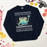 Menorasaurus Hanukkah Ugly Sweater, Dinosaur Menorah Sweatshirt, Dino Hanukkah Sweater, Hanukkah Gift for Dinosaur Lovers, Jewish Dinosaur Menorasaurus Ugly Hanukkah Sweater – Funny Gift Idea for Dino Lovers
