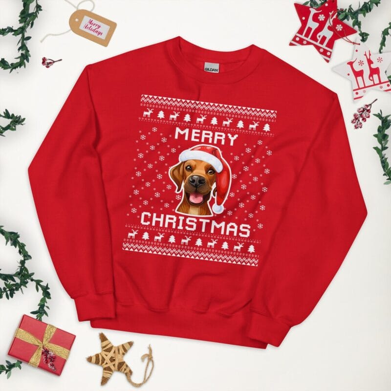 Rhodesian Ridgeback Ugly Christmas Sweater – Funny Holiday Gift Idea for Ridgeback Owners