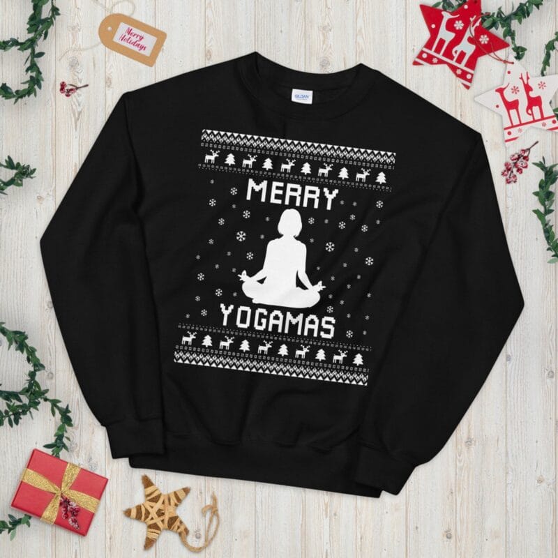 Yoga Ugly Christmas Sweater – Funny Holiday Gift Idea for Yogis & Yoga Teachers