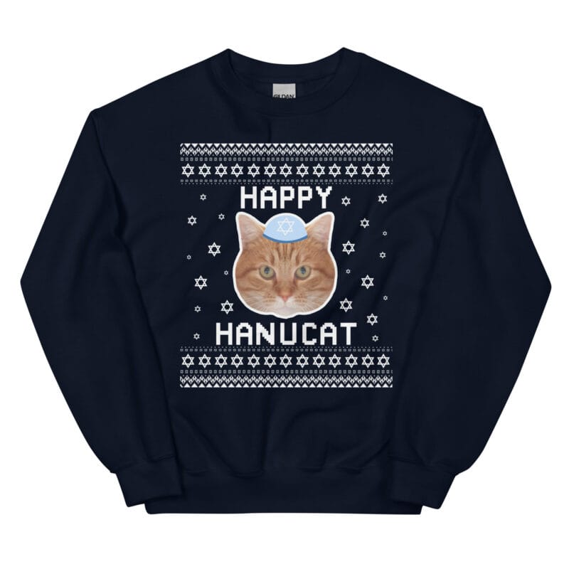 Happy Hanucat - Cat Photo Ugly Hanukkah Sweater