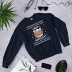 Happy Hanucat - Cat Photo Ugly Hanukkah Sweater unisex-crew-neck-sweatshirt-navy-front-6900974ca26f4 Happy Hanucat - Cat Photo Ugly Hanukkah Sweater