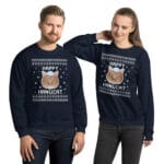 Happy Hanucat - Cat Photo Ugly Hanukkah Sweater unisex-crew-neck-sweatshirt-navy-front-6900974ca2b81 Happy Hanucat - Cat Photo Ugly Hanukkah Sweater