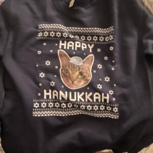 Happy Hanucat Cat Photo Ugly Sweater – Gift for Cat Owners photo review