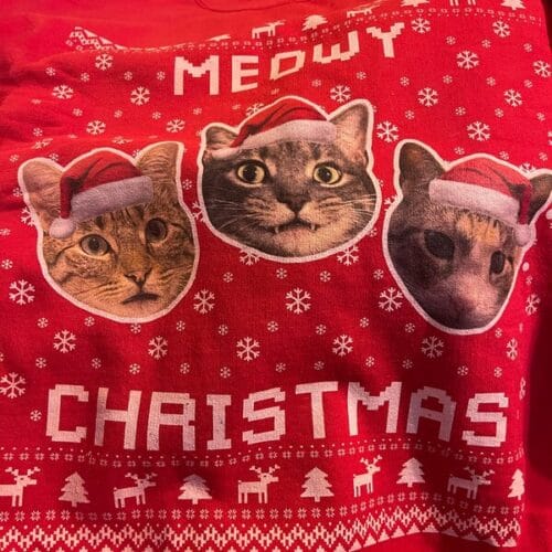 Meowy Christmas Ugly Christmas Sweater Personalized with Cat's Photo