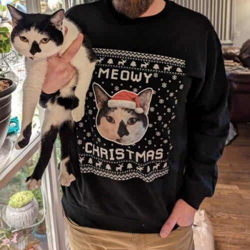 Cat Photo Ugly Christmas Sweater – Funny Holiday Gift Idea for Cat Lovers photo review