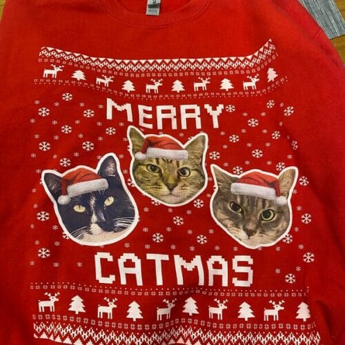 Merry Catmas Ugly Christmas Sweater Personalized with Cat's Photo