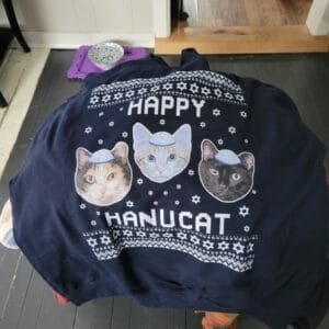 Happy Hanucat Cat Photo Ugly Sweater – Gift for Cat Owners photo review