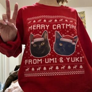 Custom Cat Photo Ugly Christmas Sweater – Gift for Cat Lovers photo review
