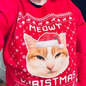 Custom Cat Photo Ugly Christmas Sweater – Gift for Cat Lovers photo review